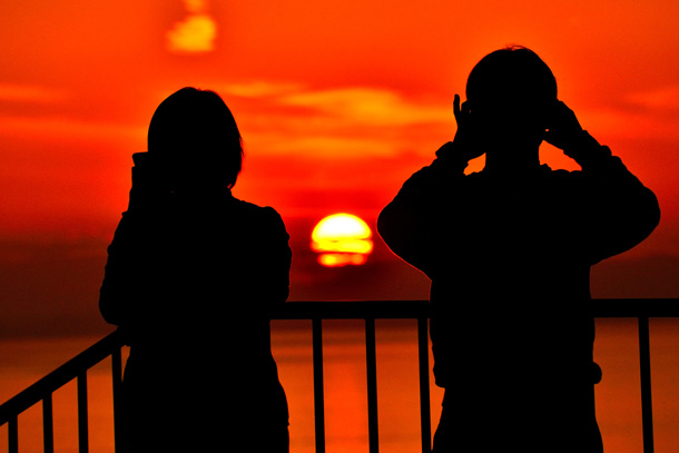 出逢い岬の夕日